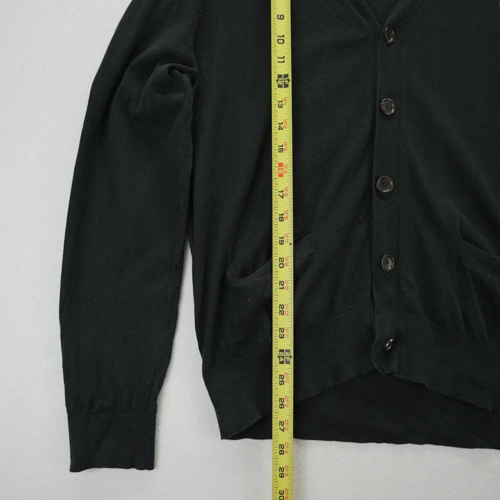 Polo Ralph Lauren Mens Black Pima Cotton Cardigan Sweater Red Pony Logo Size M